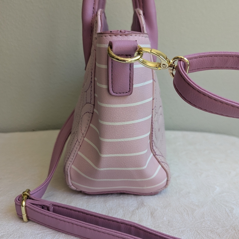 Luv Betsey Johnson Quilted Hearts Pastel Purple Crossbody Handbag Purse - Picture 3 of 15